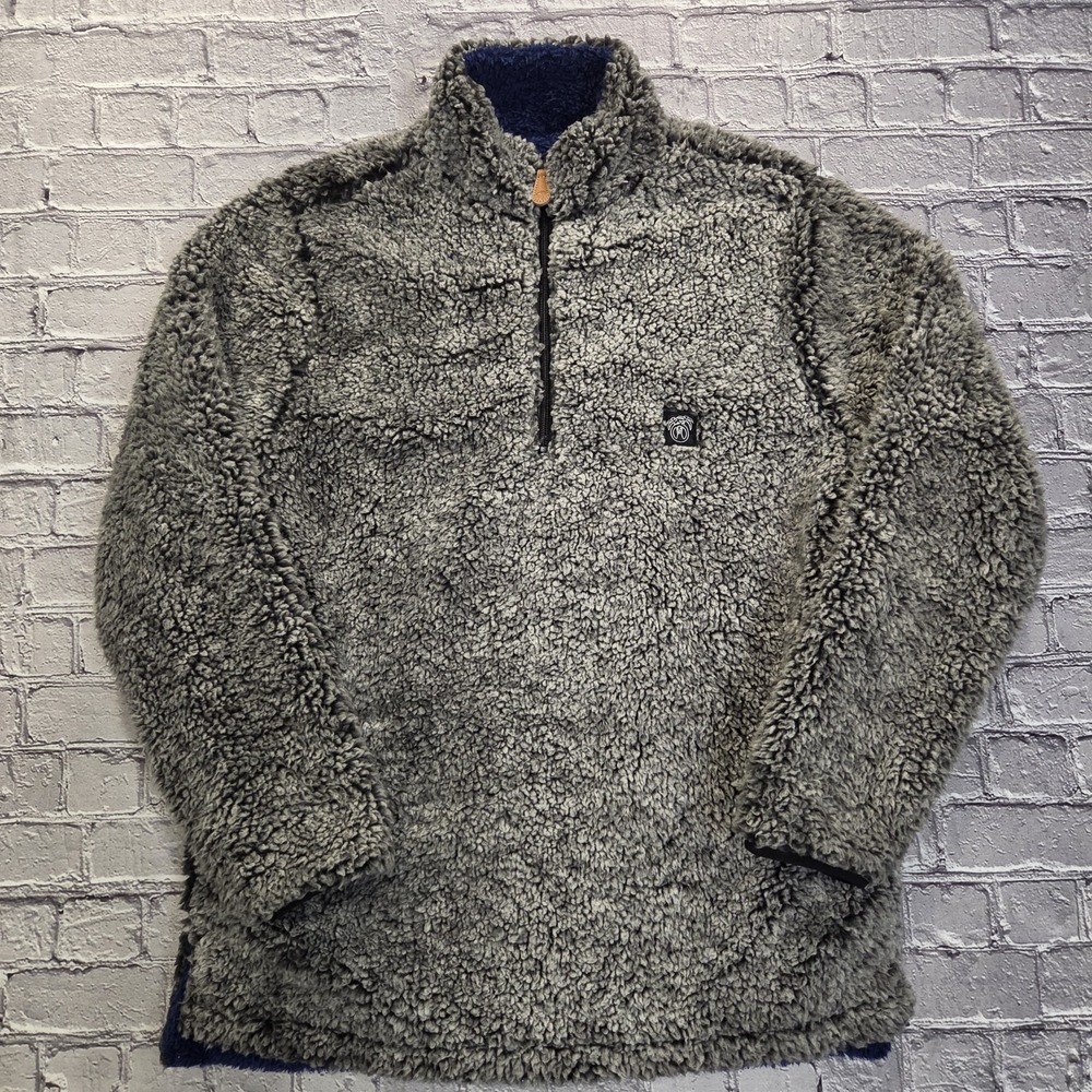 USA Palm Men's Small Gray/Blue Reversible 1/4 Zip Pullover